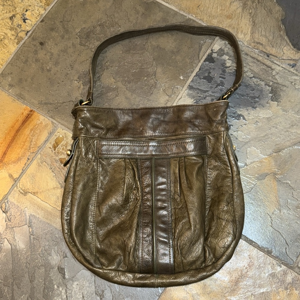 Sabina New York Large Leather Purse Dark Green Shoulder Bag
